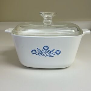 Vintage Blue Cornflower Corning Ware Square Casserole Dish P-1 3/4-B & Lid A7C